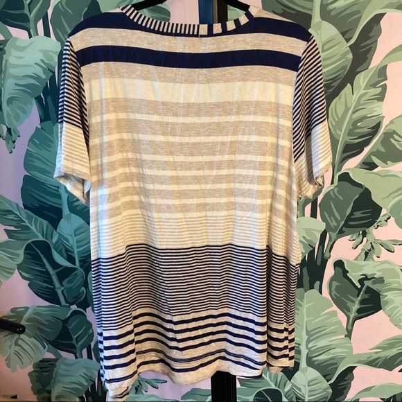 Sweet Claire 2x Navy & Cream Stripe T-shirt - Picture 8 of 8
